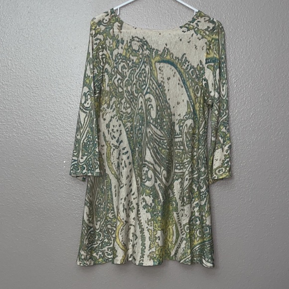 J Jill woman’s 3/4 sleeve tunic style top Paisley tan green Silk Cotton Cashmere - Picture 7 of 12